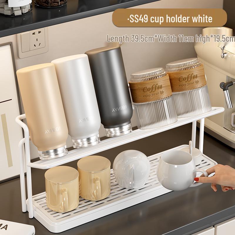 Large Double-Layer Countertop Cup Holder: Coffee & Tea Storage Rack