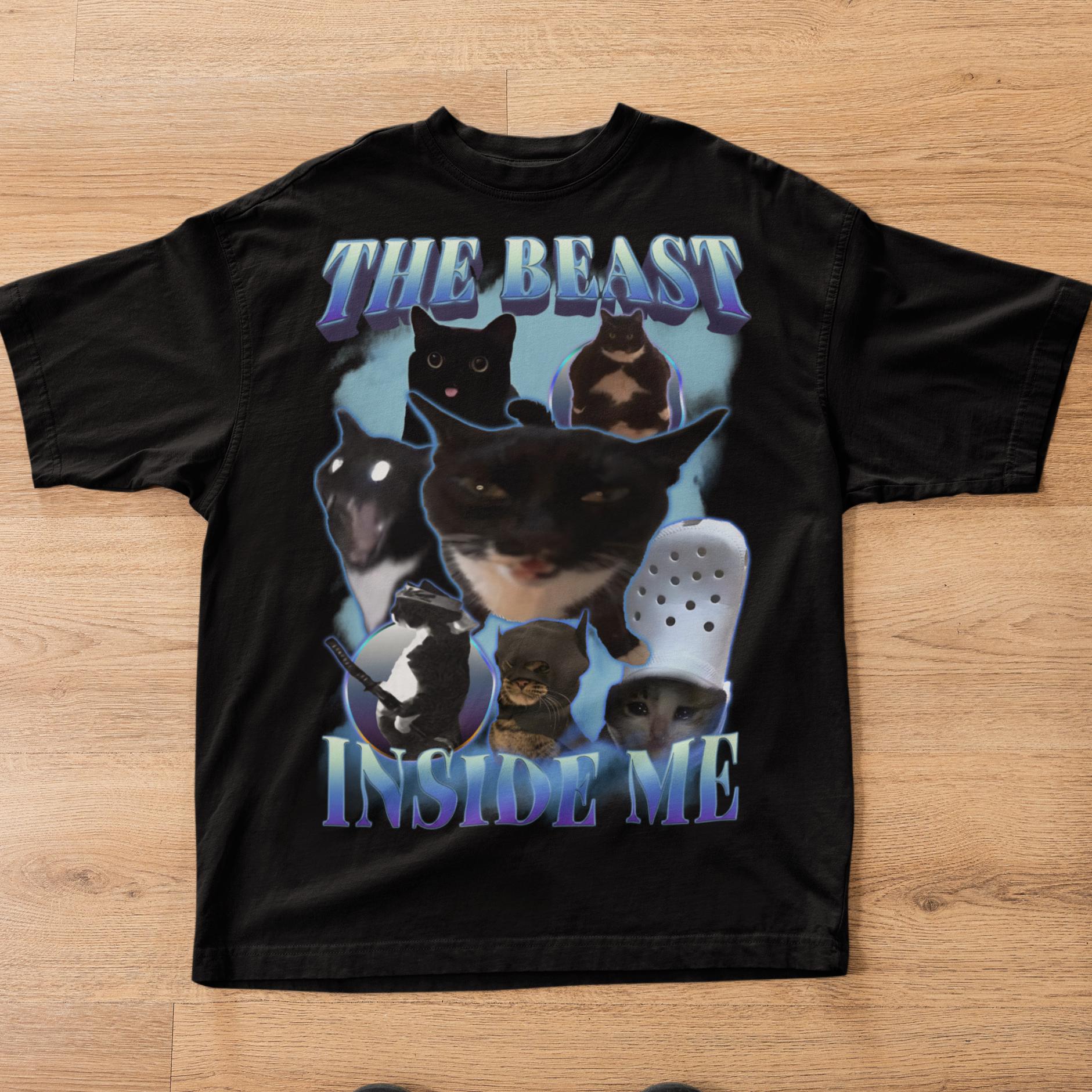 

My Beast in My Heart 90s Retro Funny Cat Emoji Tshirt Unisex Fashion Trend Y2K S