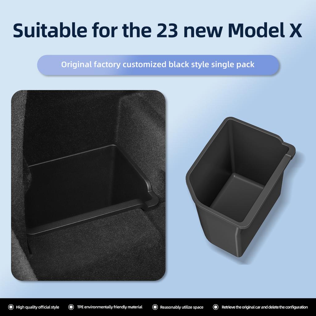 For Tesla New Model X S 2023 2024 Storage Box Rear Trunk Left Side TPE Waterproof Tool Case Car Accessories Tidying