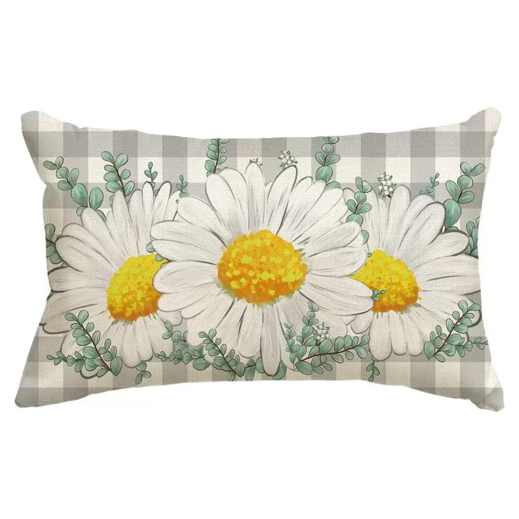 New Spring Flower Pillowcase Linen Printed Floral Sofa Cushion Cover Home Pillowcase