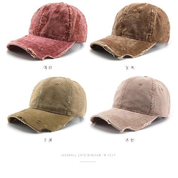 Men's spring and autumn washed distressed baseball cap, outdoor women's sports sun hat with brim