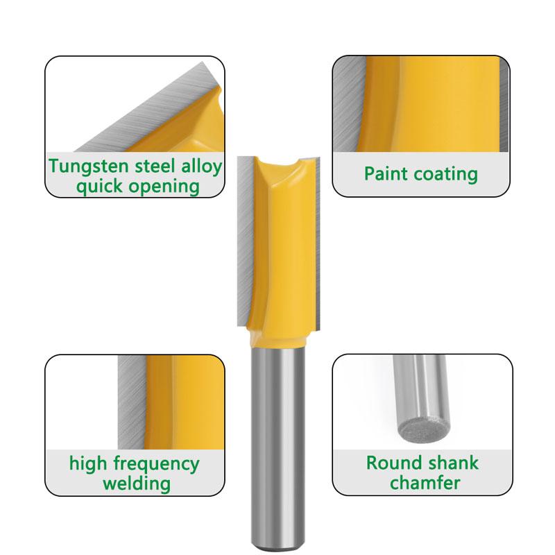 5pcs 8mm Shank Straight Bit Tungsten Carbide Double Flute Router Bits Milling Cutter for Wood Woodwork Tool