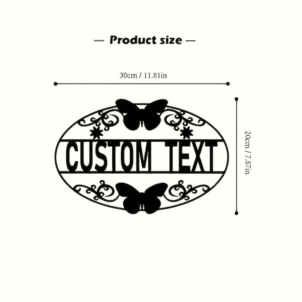 Customizable Butterfly Metal Wall Art Personalized Lettering Floral Design Easy Install Outdoor Decor
