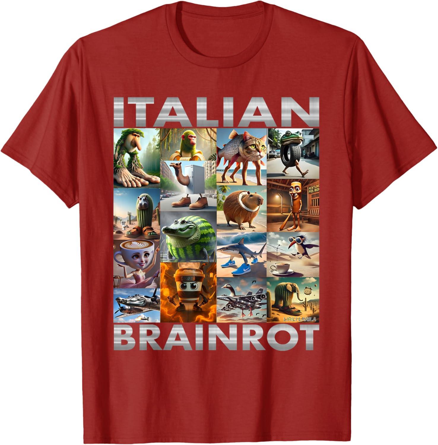 Funny Brainrot Meme Italian Brain Rot Italian Brainro Unisex T-Shirt S