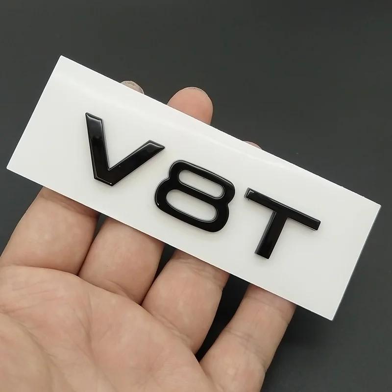 3D ABS Chromowany Czarny Logo V6T V8T V10 W12 Emblemat Litery Odznaka Naklejka Samochodowa Do Audi A6 A7 S4 S5 S6 S7 Q7 A8 R8 SQ5 TT Akcesoria