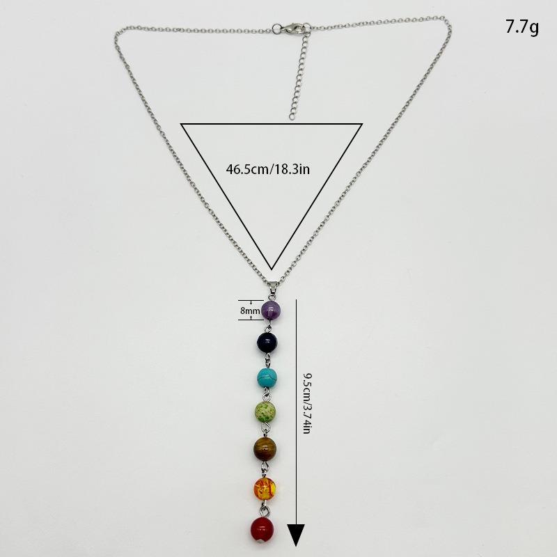 Collier Pendentif en Pierre Naturelle Sept Couleurs pour Femmes - Chaîne de Cou Élégante pour le Yoga et Accessoire de Clavicule