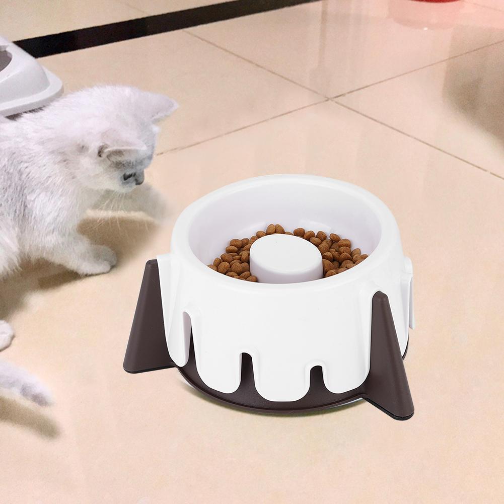 Pet Dog Cat Slow Food Feeder Bowl Cake Shape Wet and Dry Use Five Height Mode Adjustment Protect Spine