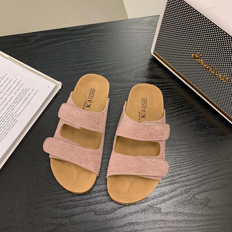 

Женские тапочки для улицы лето 2025 новые ретро уродливые милые на липучке с надписью повседневные крутые тапочки 38 розовый