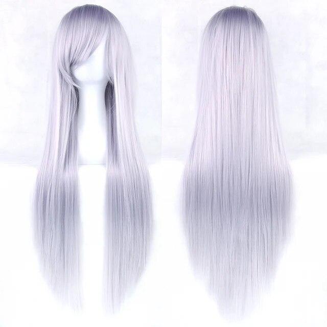 30 barev 32 palcový dlouhý rovný dámský příčesek na večírek tepelně odolný syntetické vlasy oranžovorůžová cosplay paruka