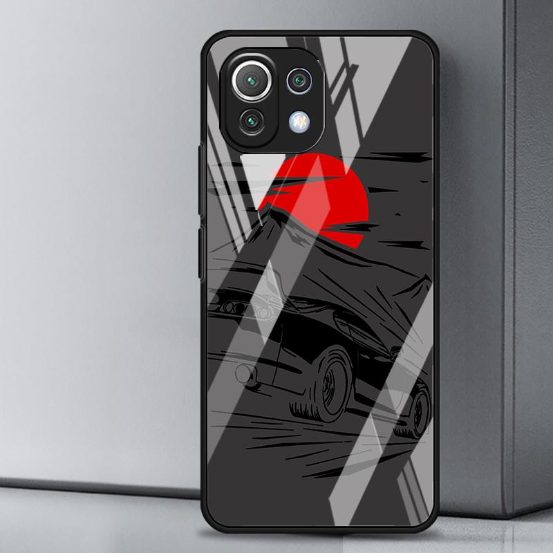 

Glass Phone Cover Case for Xiaomi mi 10T 13 Note 10 14 11 Lite 12X 10 Pro 12T 11T 12 Cartoon Sunset Car Xiaomi Mi 11