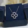 Classic Clover Full Diamond Necklace with Non Allergic Material Non Allergenic Material, 18k Thick Gold Electroplated Free Box Gift Jewelry