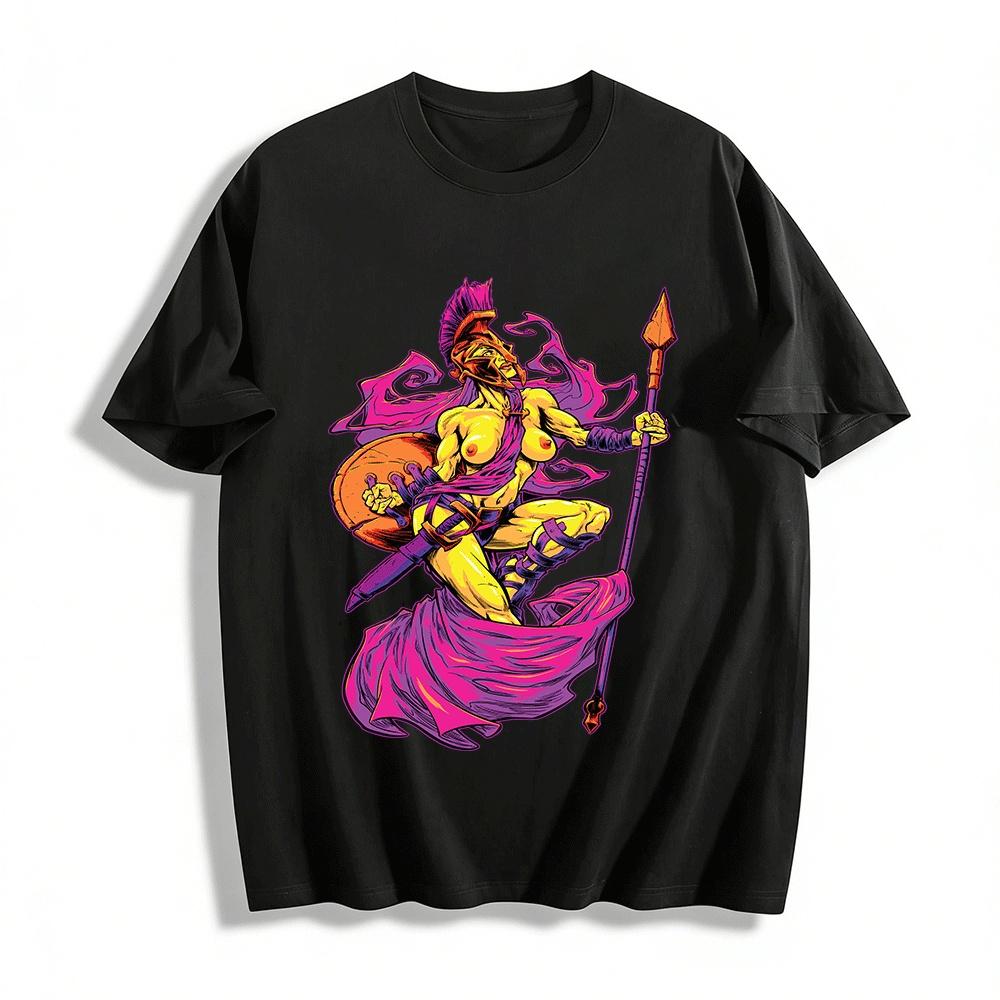 

Ancient Greek Female God of War Retro Graphic Print Trendy Tee Pure cotton T-shirt XXS