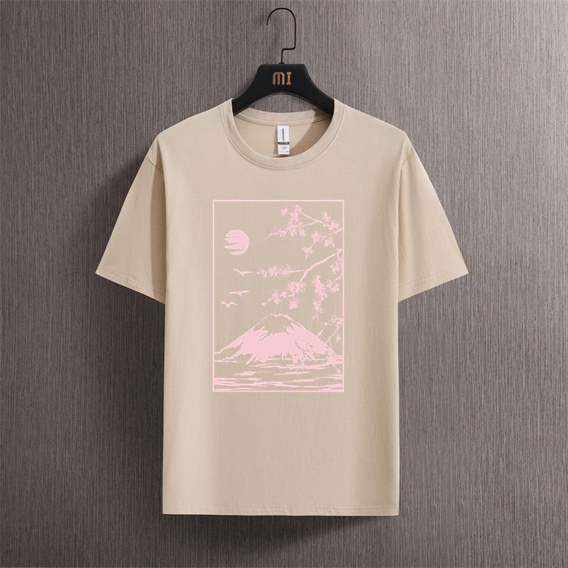 Tokyo Sakura Mount Fuji Business Card T Shirt Women Fashion Tee Clothing Cotton Summer Casual Tops Hip Hop Loose Cotton T-Shirt
