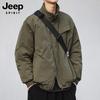 JEEP SPIRIT Men's Retro Plaid Stand-Collar Winter Jacket
