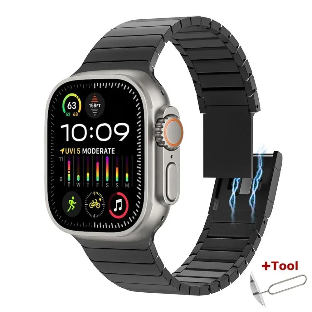 Magnetic Metal Band for Apple Watch Ultra2 49mm Series 10 46mm Stainless Steel Strap for Series 9 8 7 6 5 4 SE 45mm 44mm Correa