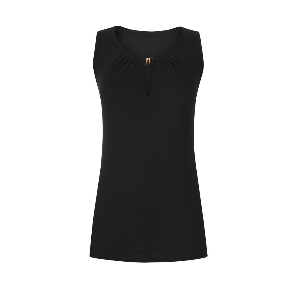 IHUASU Spring Summer Women's Fashion Elegant Design Sense Personality Buckle V-neck Solid Color Vest