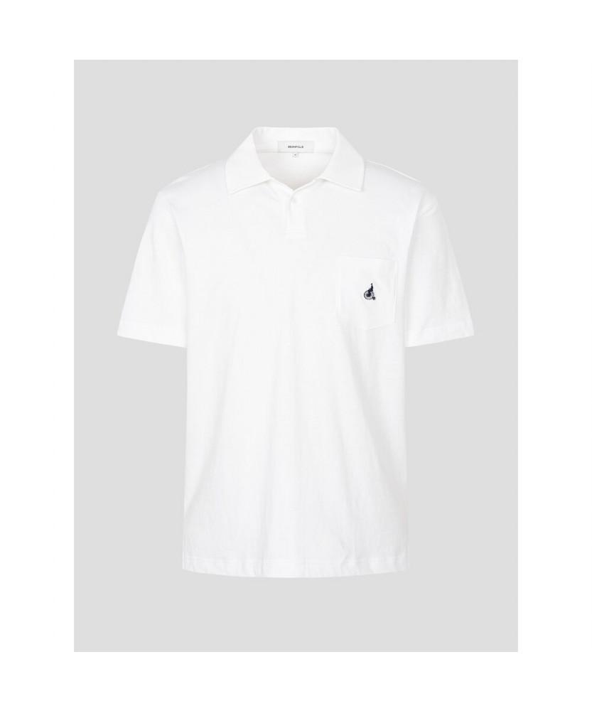 Binpolmen Cotton Linen Open-Neck T-Shirt White