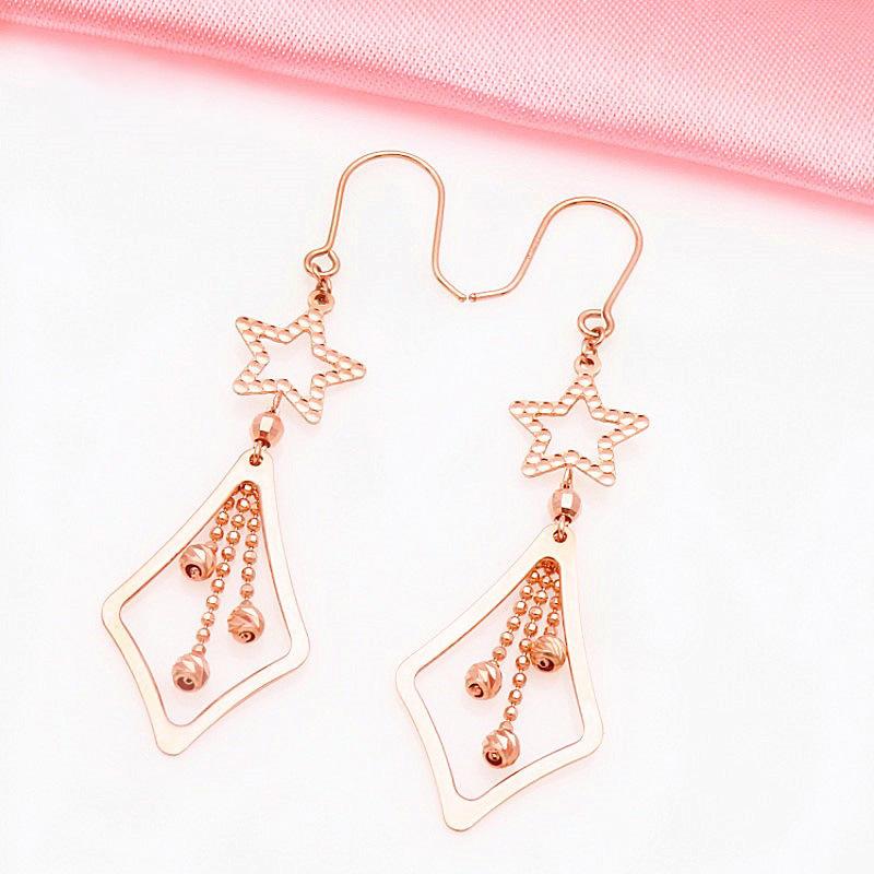 Purple Gold Pure Star Fringed Earrings Rose Gold Plated Light Luxury Foreign Gas Color Gold Earrings