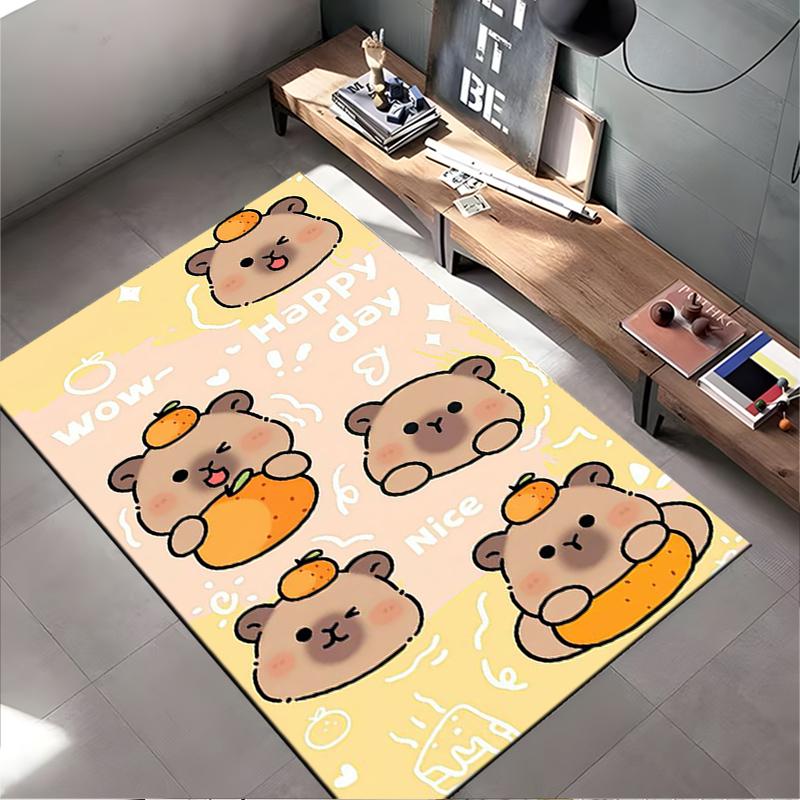 Cute Stacked Capybara Cartoon Rug Suitable for Use As an Anti-slip Game Mat for Living Room and Bedroom Sofas