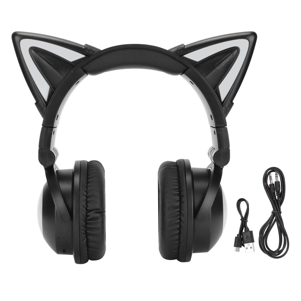 Cat Ear Bluetooth Headset Stereo Headset with Microphone LED Cute Cat Headset for Girls Children