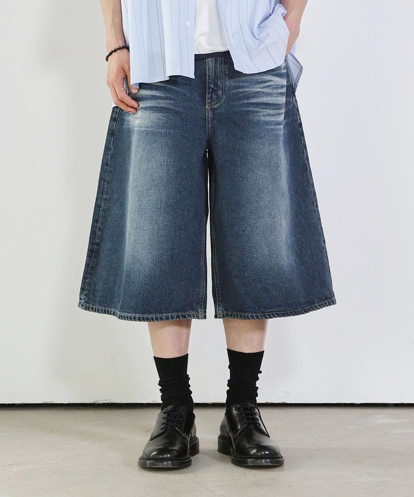 Odeoakaibeu Max Wide Bermuda Denim Pants Summer Blue