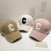 Adult Berber Fleece Baseball Cap Windproof Harajuku Duckbill Cap for Woman Girls Outdoor Hat with Embroidery C Letter