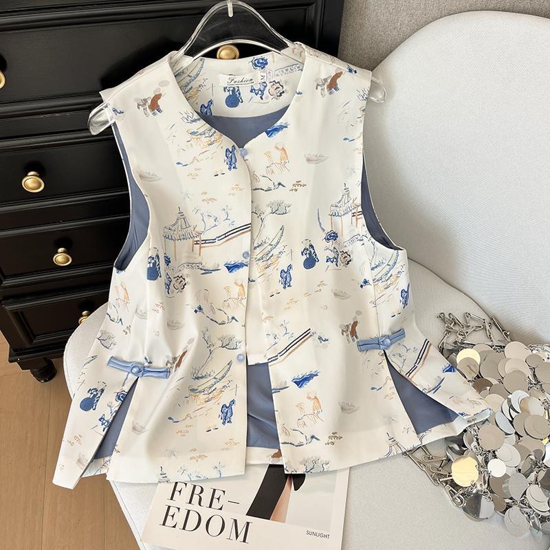 

Вышитый жилет на пуговицах жаккардовое парчовое переплетение золотой кардиган топ 3XL ([Recommended 138-75kg])