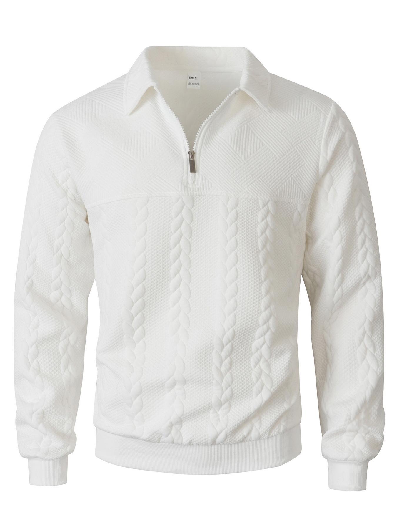 Half-Zip Stand Collar Cable Knit Men s Pullover Hoodie S