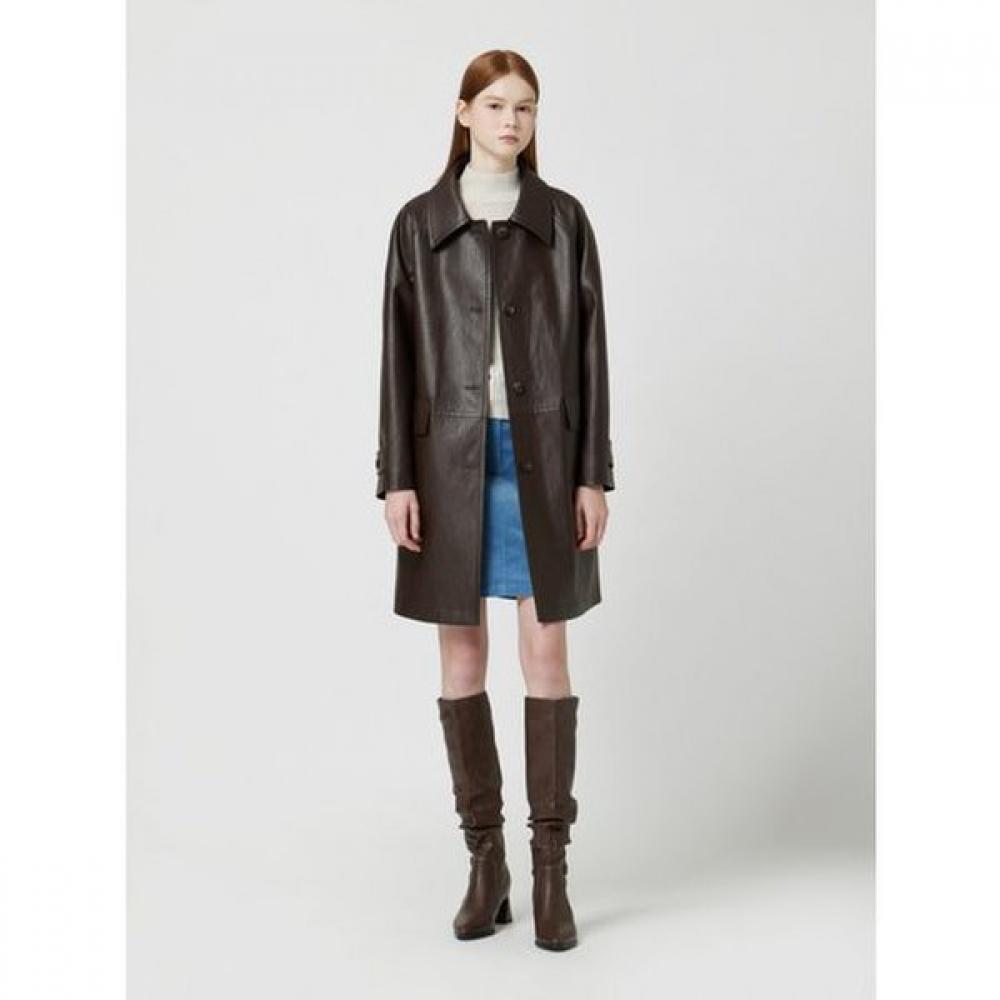 Cc Collect Fake Leather Stand Collar Long Jacket C254psf513