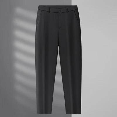 Dibenze Men's Plus Size Fleece-Lined Straight Business Casual Pants