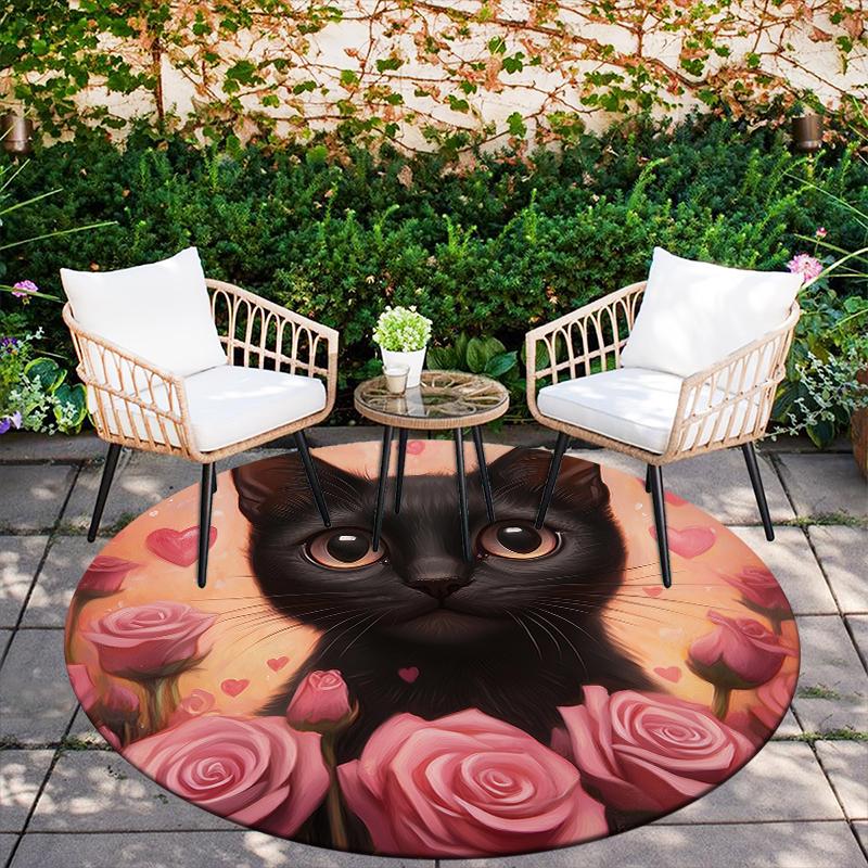 Pink Bombay Cat pattern round rug,Carpet Rug for Living Room Bedroom  Playroom ,Non-slip Floor Mat,Holiday Gifts and Birthday Gifts.