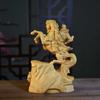 Wood Carving Riding a Horse Guan Gong God of Wealth Statue Chinese Mythological Figure Home Room, Office Decoration Accessories