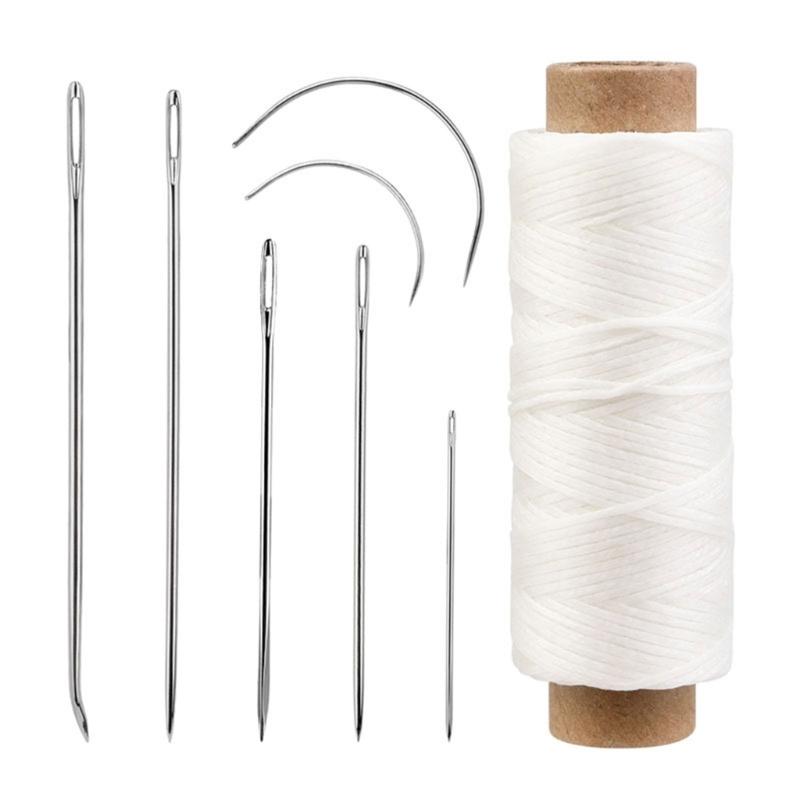 

10 Set Curved Needle Upholstery Leather Sewing Needle Set Leather Hand Sewing Needle with Waxed Thread Sewing Tool