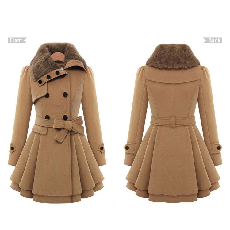 Women's 4XL Thermal Top New European and American Slim Mid-length Jacket Double-breasted Thick Coat
