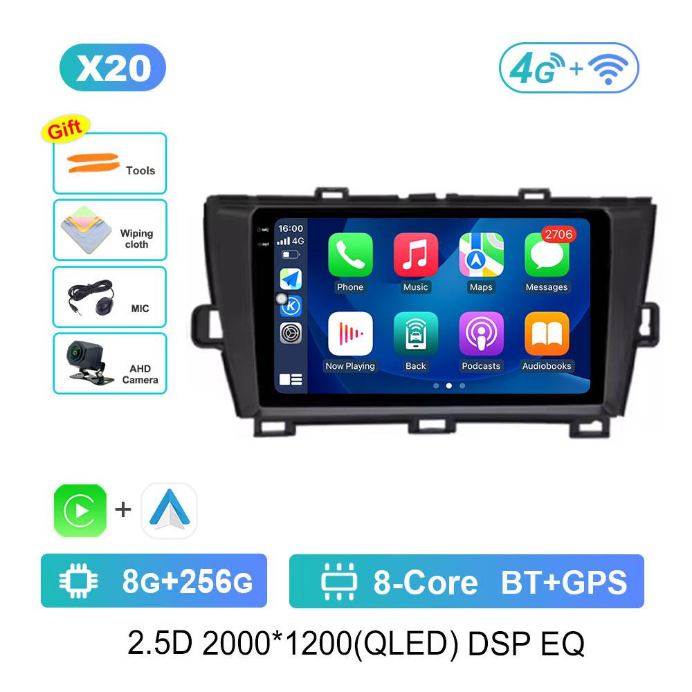 GPS Navigation Split Screen for Toyota Prius 3 XW30 2009 - 2015 Android 14 Car Audio Multimedia Player 4G WiFi BT Head Unit