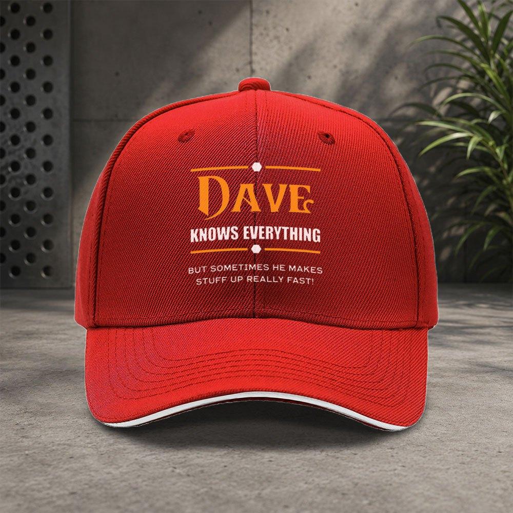 Dave Fun Print Adjustable Baseball Cap Lightweight Unisex Duckbill Hat For Casual Sports Parties Thanksgiving Graduation