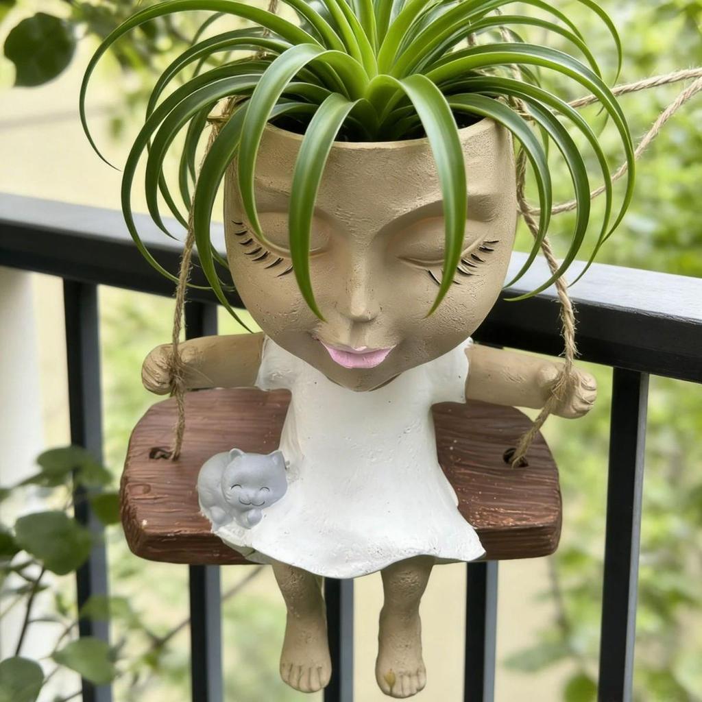 Exquisite Creative Resin Portrait Vase with Drainage, Perfect for Plants