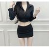 Trendy Women's Slimming Sexy Bust-Enhancing Long-Sleeve Cropped Shirt