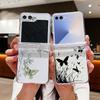 Butterfly Flower Patterned Phone Case For Samsung Galaxy Z Flip7 FE Flip6 Flip5 Flip4 Flip3 5G Folding Hard PC Transparent Cover