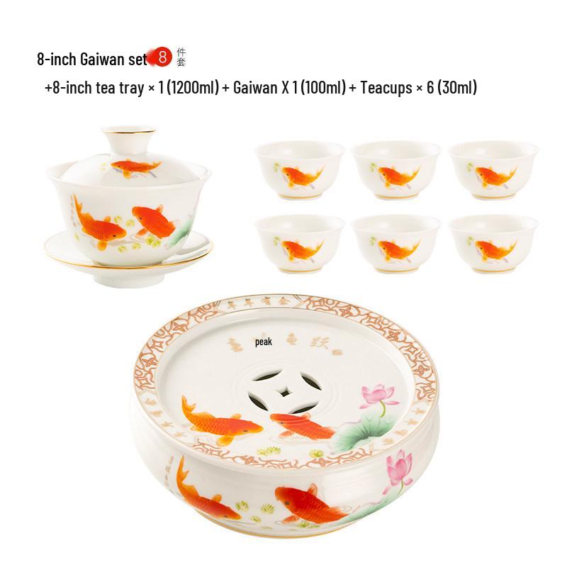 

Керамический чайный набор Чаошань Гунфу: Чайник, Чайные чашки и Чайные подставки для дома или гостиной