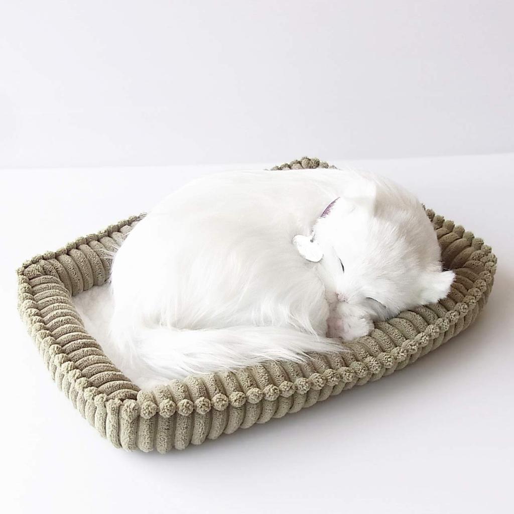 Nini et Kino, l'animal de compagnie parfait (Petite taille) Chat blanc (Cheveux longs) Jouet en peluche pour chat réaliste ressemblant à divers produits de guérison animale en mouvement