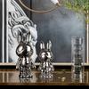Modern Light Luxury Ceramic Electroplated Rabbit Ornaments Living Room TV Cabinet Wine Cabinet Entrance Decoration Handicraft Decoration