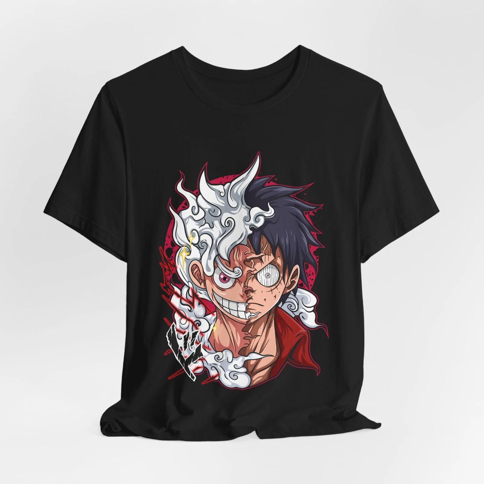 Manga Half-Demon Face T-Shirt | Anime Illustration, Split Portrait XS