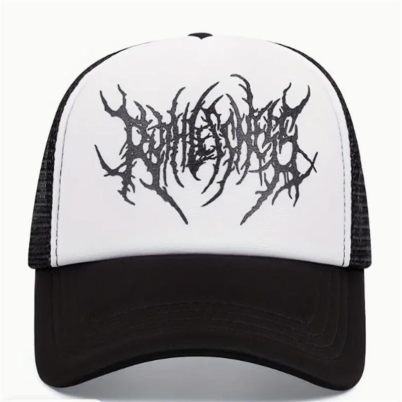Shien Spring And Summer Personalized Fashion Men S And Women S Mesh Caps Printed Pattern Color Matching Baseball Caps белый