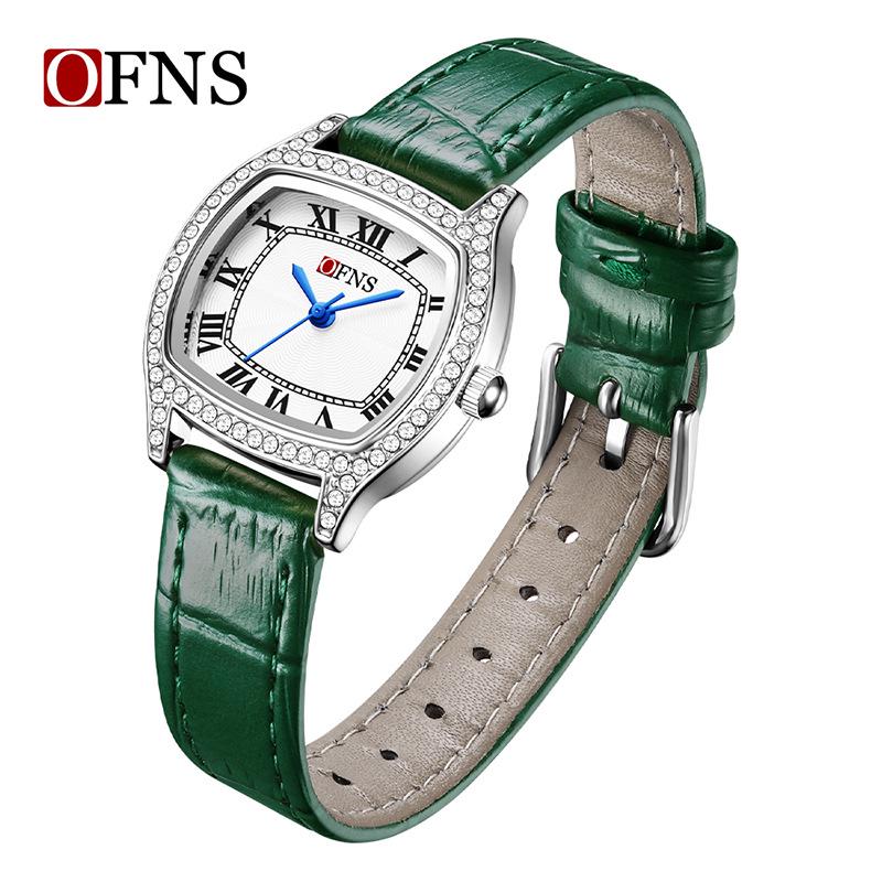 Oufannishi Women's Waterproof Square Fashion Watch, Roman Numerals, Diamond Accents