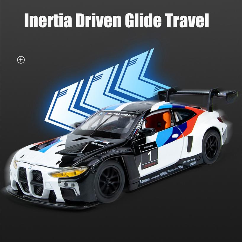 1/24 Scale M4 Alloy Model Car for Kids, Diecast Metal, Racing Car Toy, Sound Light, Boy Gift Collection