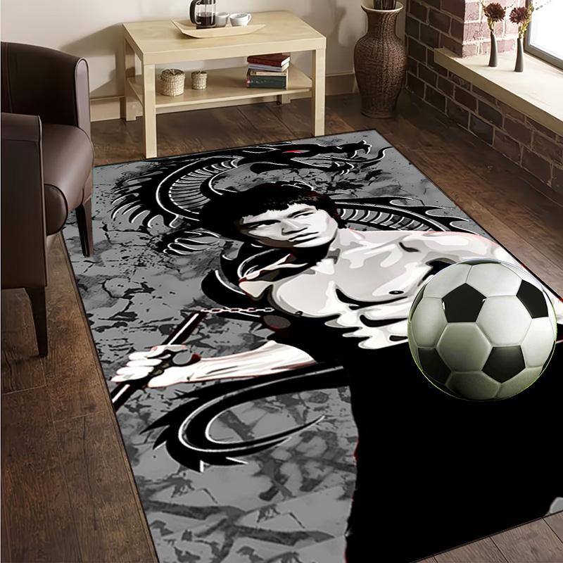 Dynamic Bruce-Lee Pose Rug Office Carpet Non-Slip Mat, Chair Rug Floor Covering for Gaming, Bedroom, Living Room , Home Decor Christmas Gift