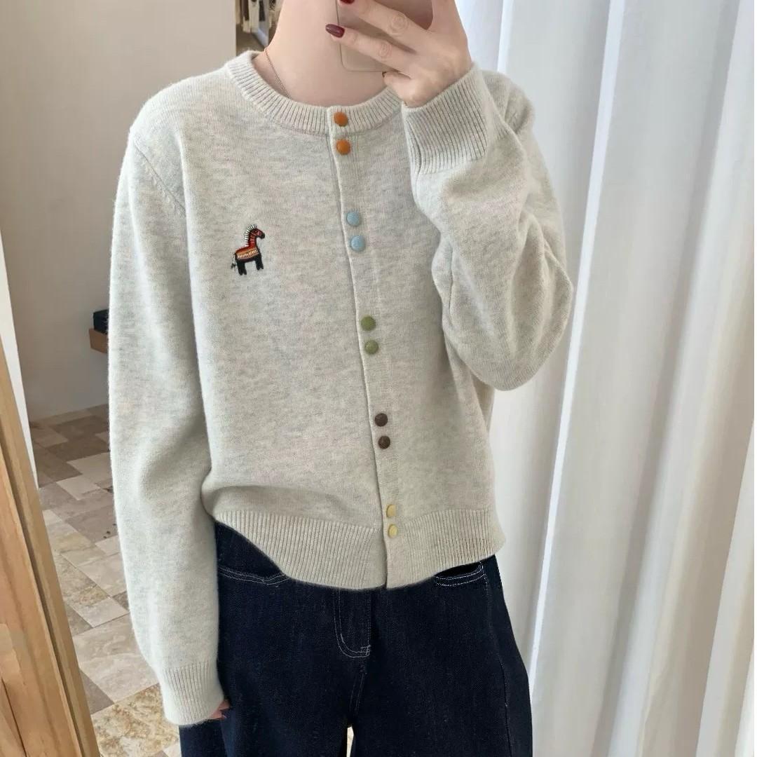 

Plus Size Women s Long Sleeve Wool Knit Sweater with Lapel for Spring and Autumn 2XL for 130-150 jin пшеничный