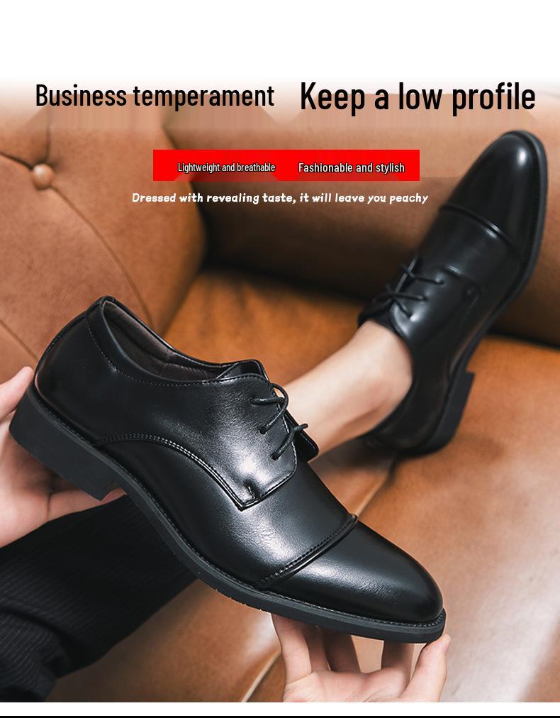 Men's Large Size Derby Formal Leather Shoes for Office, Wedding, and Banquet