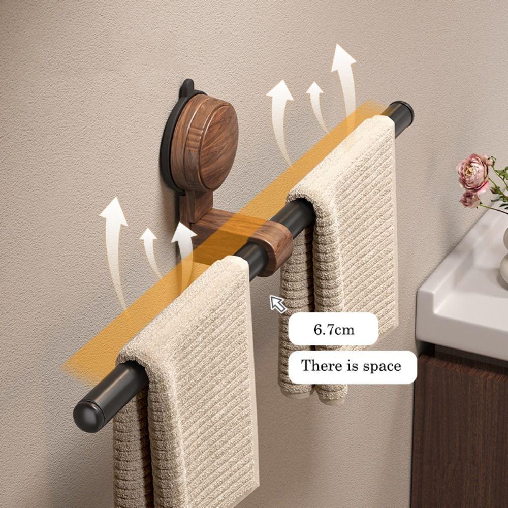 Plastics Walnut Wooden Towel Bar Space Aluminum Suction Mount Towel Bar  Bathroom accessories